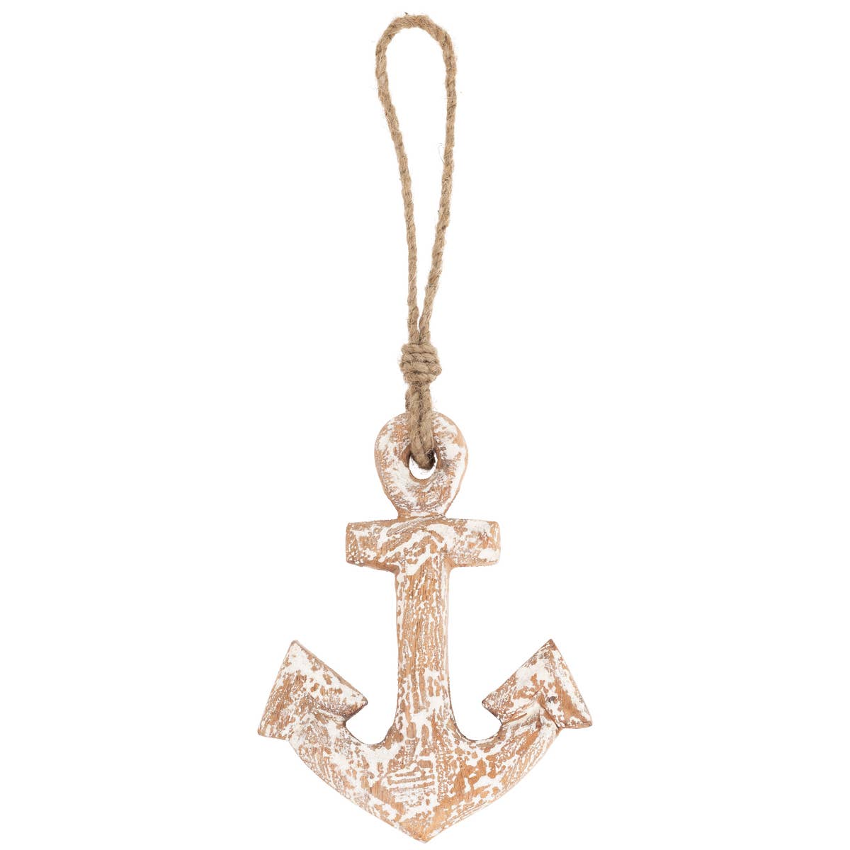 Whitewash Hanging Anchor Decor