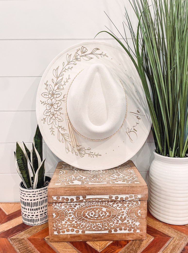 Ivory Engraved Floral Hat