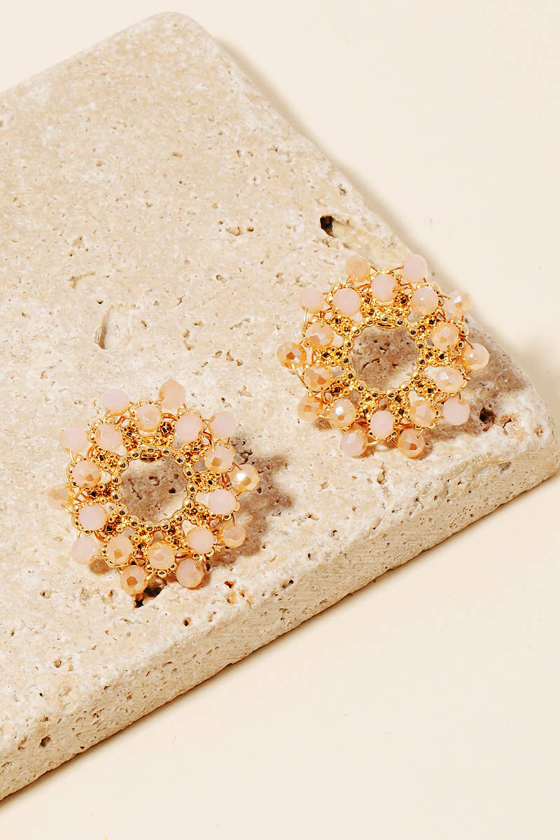 Cluster Faceted Glass Beaded Stud Earrings