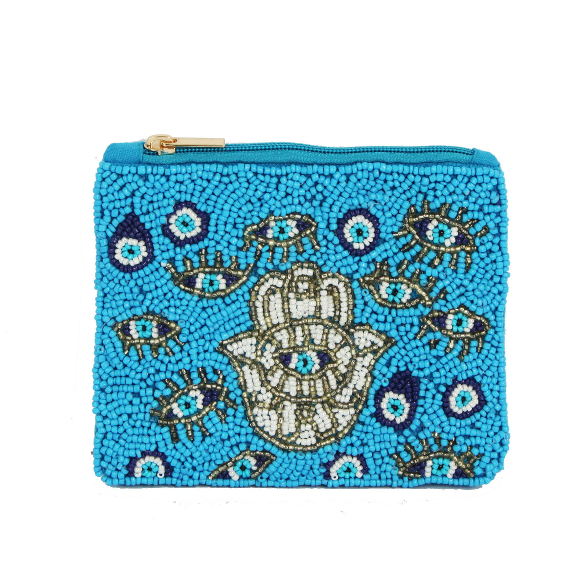 Hamsa Evil Eye Beaded Coin Purse