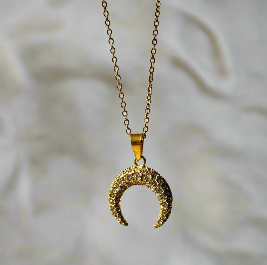 Crystal Crescent Necklace