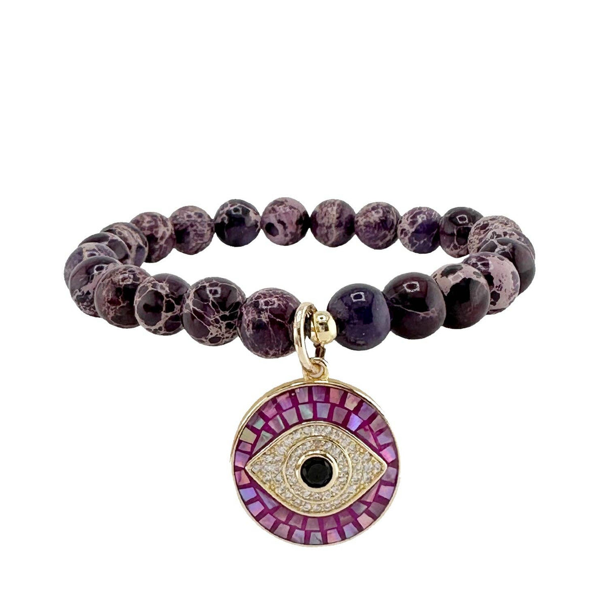 Mosiac Evil Eye Sediment Beaded Bracelets 8mm Handmade