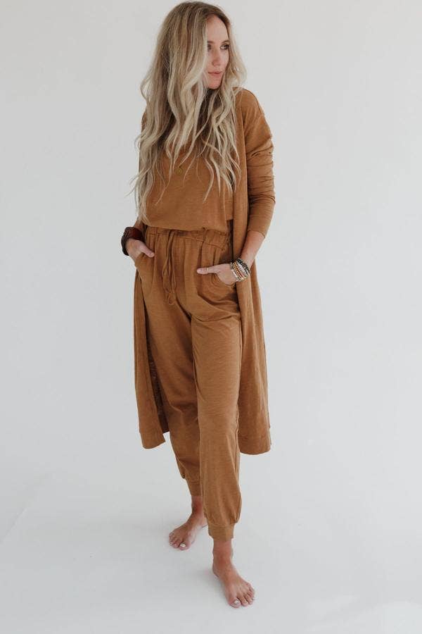 Textured Jumpsuit And Cardigan Set