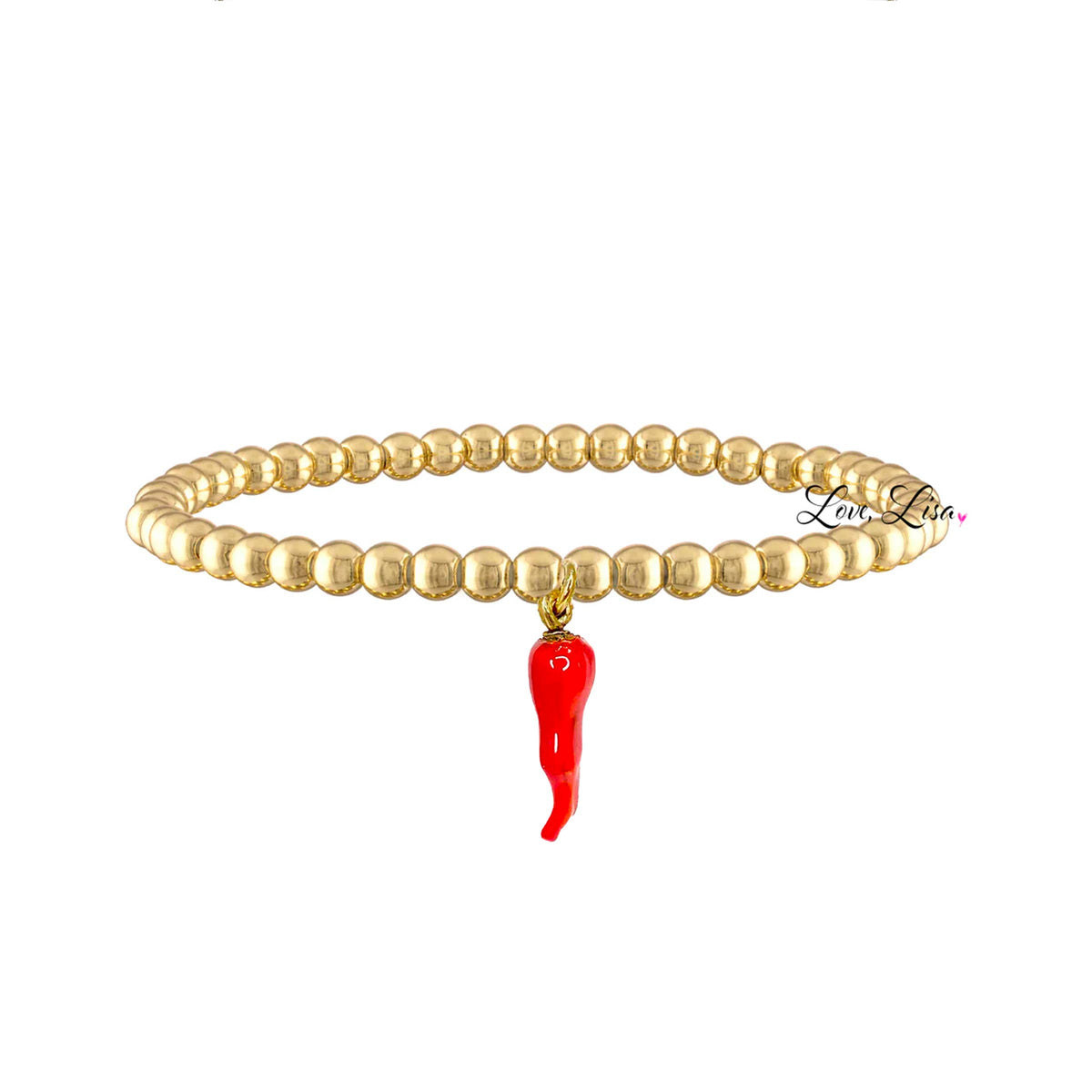 Italian Horn Cornicello 4mm Beaded Bracelet