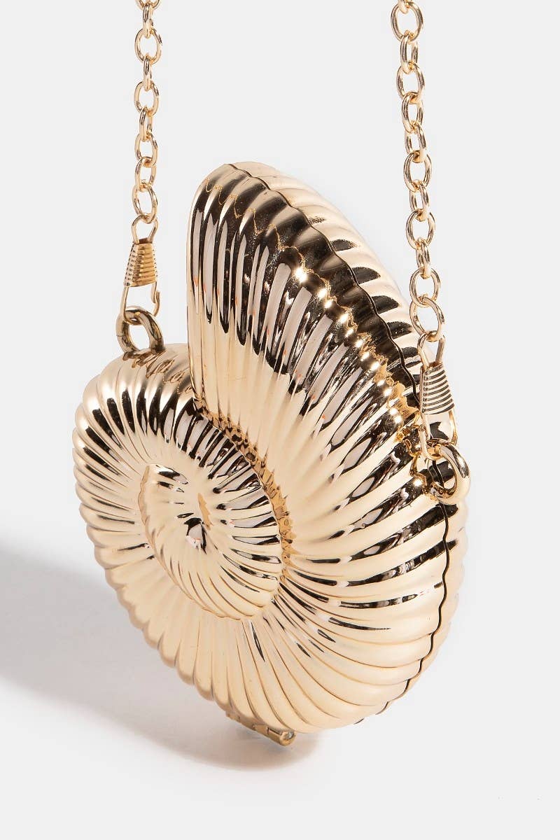Metallic Seashell Clutch Purse
