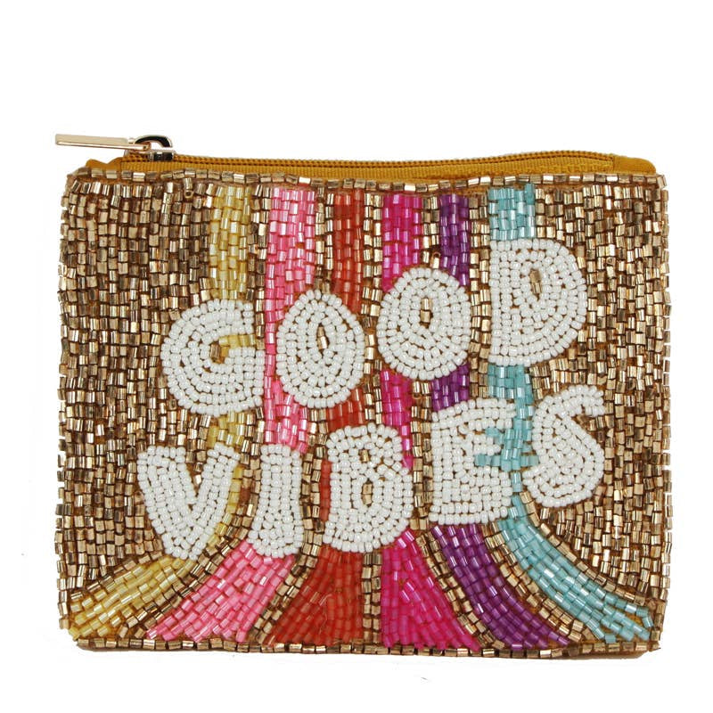Good Vibes Beaded Coin Purse